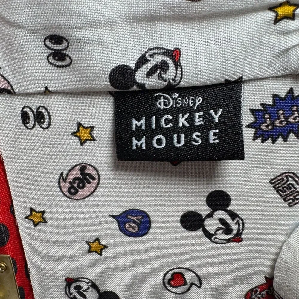 Disney Mickey Mouse Fabric Sewing Basket Box Organizer Handle Red Black Storage